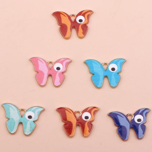 Tibetan Style Animal Pendants, Butterfly, plated, random style & DIY & enamel, more colors for choice, 10PCs/Bag, Sold By Bag