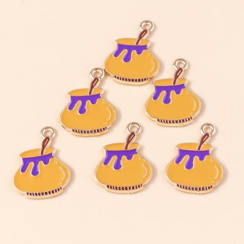 Tibetan Style Enamel Pendants, Pot, plated, Halloween Design & DIY, 10PCs/Bag, Sold By Bag