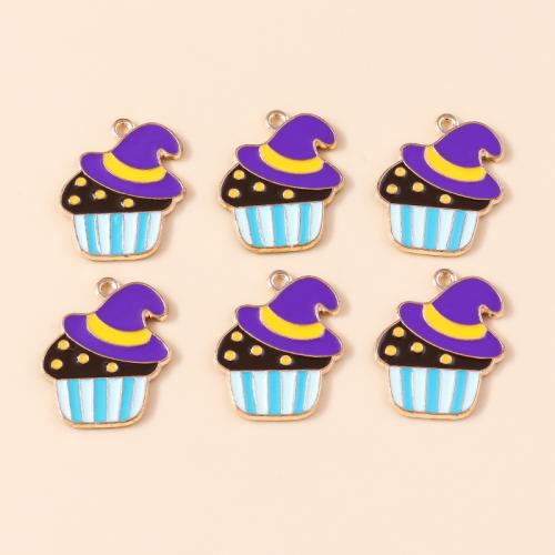 Tibetan Style Enamel Pendants, Cake, plated, Halloween Design & DIY, 10PCs/Bag, Sold By Bag