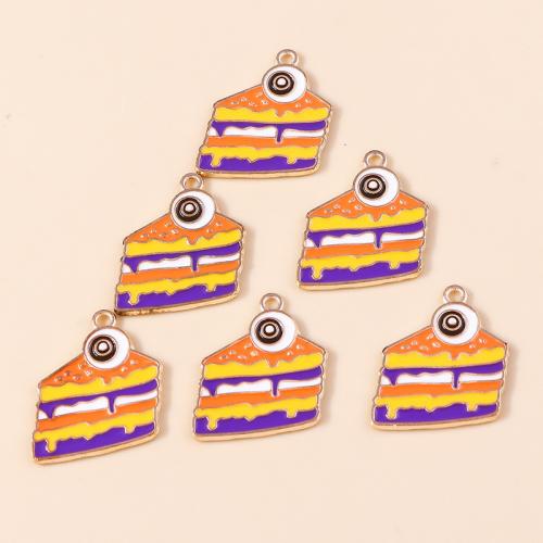 Tibetan Style Enamel Pendants, Cake, plated, Halloween Design & DIY, 10PCs/Bag, Sold By Bag