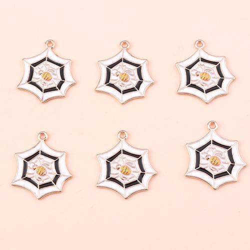 Tibetan Style Enamel Pendants, Spider Web, plated, Halloween Design & DIY, 10PCs/Bag, Sold By Bag