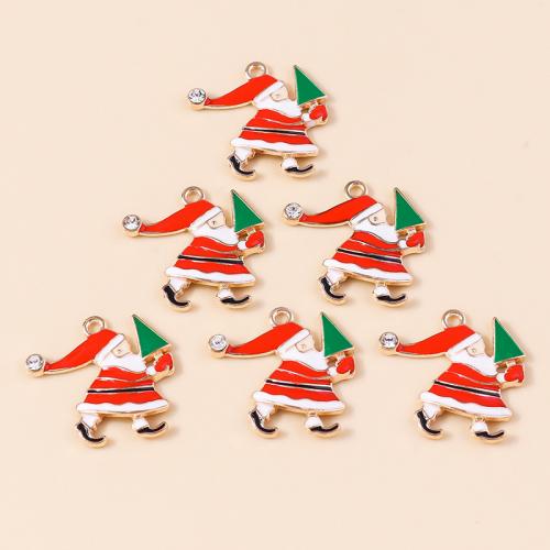 Tibetan Style Christmas Pendants, Santa Claus, plated, Christmas Design & DIY & enamel, 10PCs/Bag, Sold By Bag