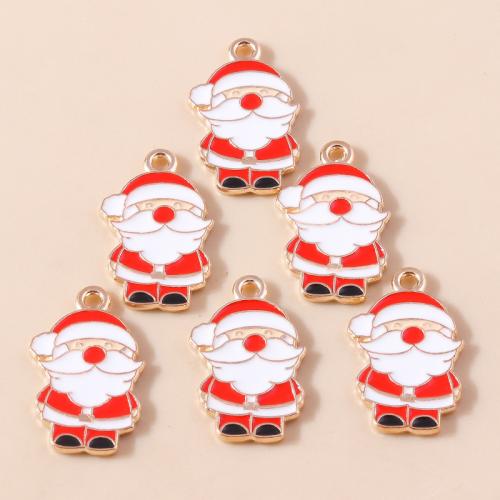 Pendentifs Noël en alliage de zinc, le père noël, Placage, Conception de Noël & DIY & émail, 10PC/sac, Vendu par sac