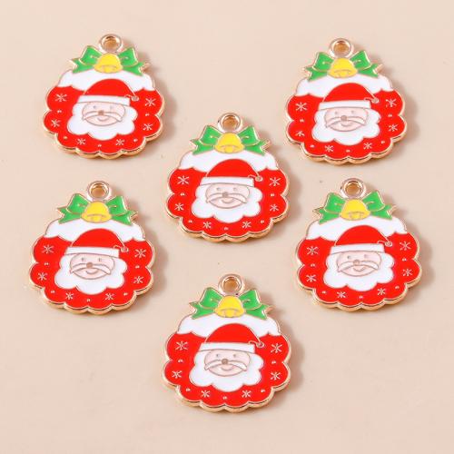 Pendentifs Noël en alliage de zinc, le père noël, Placage, Conception de Noël & DIY & émail, 10PC/sac, Vendu par sac