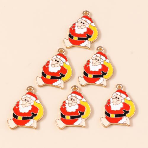 Pendentifs Noël en alliage de zinc, le père noël, Placage, Conception de Noël & DIY & émail, 10PC/sac, Vendu par sac