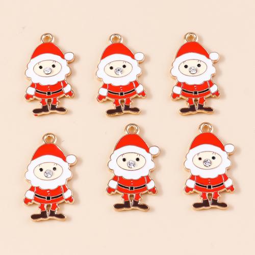 Pendentifs Noël en alliage de zinc, le père noël, Placage, Conception de Noël & DIY & émail, 10PC/sac, Vendu par sac