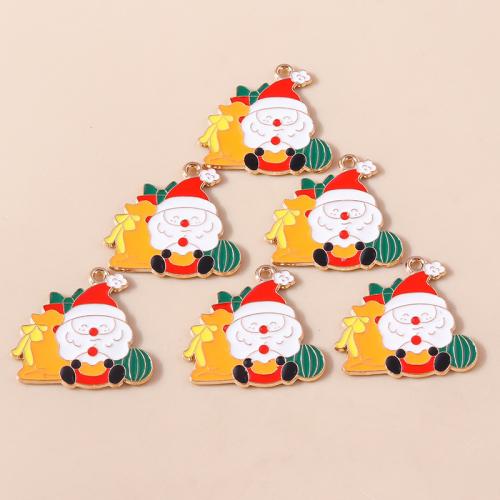 Pendentifs Noël en alliage de zinc, le père noël, Placage, Conception de Noël & DIY & émail, 10PC/sac, Vendu par sac