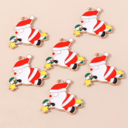 Pendentifs Noël en alliage de zinc, le père noël, Placage, Conception de Noël & DIY & émail, 10PC/sac, Vendu par sac