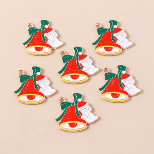 Tibetan Style Christmas Pendants, Christmas Bell, plated, Christmas Design & DIY & enamel, 10PCs/Bag, Sold By Bag