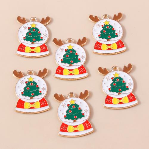 Tibetan Style Christmas Pendants, plated, Christmas Design & DIY & enamel, 10PCs/Bag, Sold By Bag