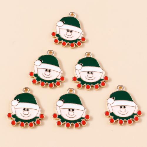 Tibetan Style Christmas Pendants, plated, Christmas Design & DIY & enamel, 10PCs/Bag, Sold By Bag