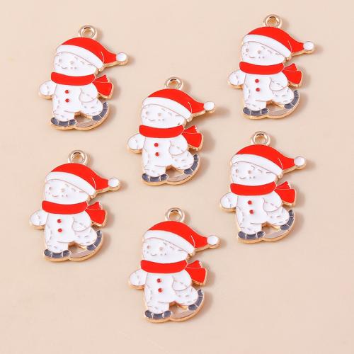 Tibetan Style Christmas Pendants, Snowman, plated, Christmas Design & DIY & enamel, 10PCs/Bag, Sold By Bag