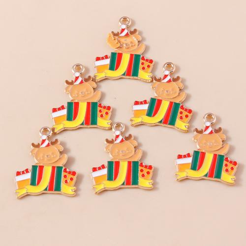 Tibetan Style Christmas Pendants, Bear, plated, Christmas Design & DIY & enamel, 10PCs/Bag, Sold By Bag