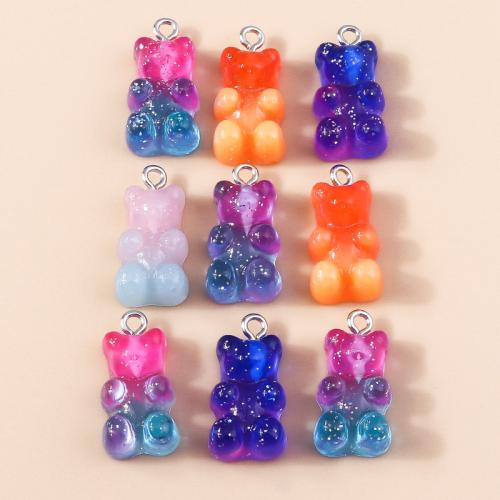 Plastic Pendants, with Resin, Bear, plated, DIY, more colors for choice, 10PCs/Bag, Sold By Bag