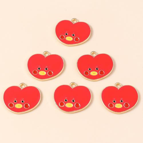 Tibetan Style Enamel Pendants, Heart, plated, DIY, 10PCs/Bag, Sold By Bag