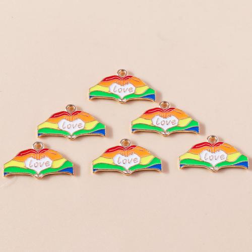 Tibetan Style Enamel Pendants, Rainbow, plated, DIY, 10PCs/Bag, Sold By Bag