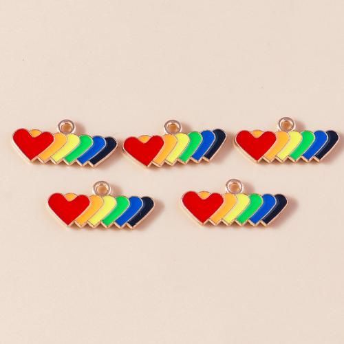 Tibetan Style Enamel Pendants, Heart, plated, DIY, 10PCs/Bag, Sold By Bag