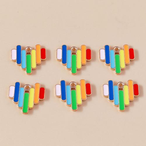 Tibetan Style Enamel Pendants, Heart, plated, DIY, 10PCs/Bag, Sold By Bag