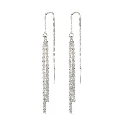 925 Sterling Silver Thread Through Earrings, different styles for choice & for woman, 9.40x60mm, Sold By Pair