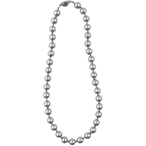 perle de verre collier, avec Argent sterling 925, Rond, fait à la main, styles différents pour le choix & pour femme, Longueur:Environ 17.7 pouce, Vendu par PC