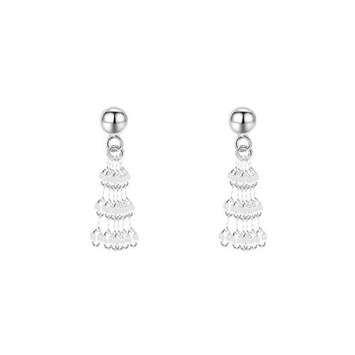 925 Sterling Silver Tassel Earring, fashion jewelry & for woman, more colors for choice, 20mm, Sold By Pair