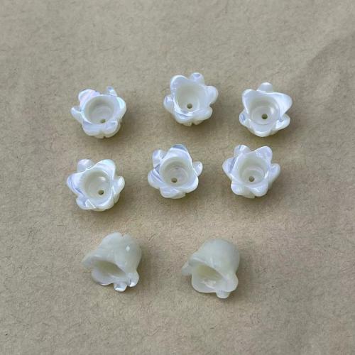 Perles naturelles de coquillage d'eau douce , Haut Coque, fleur, DIY, blanc, 8x11mm, Vendu par PC