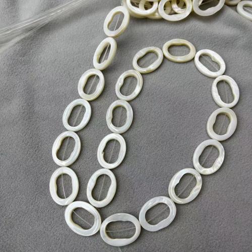 Natural Freshwater Shell Beads, Oval, DIY & hollow, white, 15x20mm, Approx 20PCs/Strand, Sold By Strand