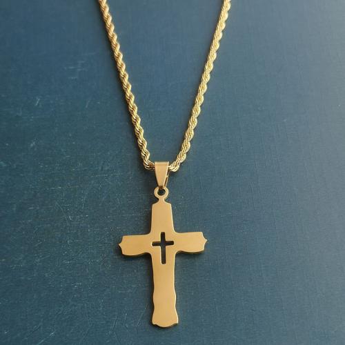 Stainless Steel Cross Pendants, Titanium Steel, polished, DIY, 27x45mm, 10PCs/Bag, Sold By Bag