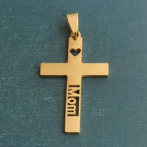 Stainless Steel Cross Pendants, Titanium Steel, polished, DIY, 25x42mm, 10PCs/Bag, Sold By Bag