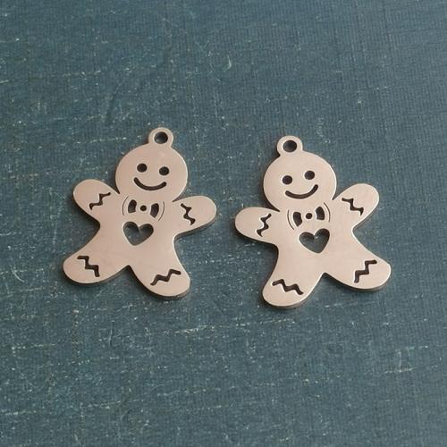 Titanium Steel Pendants, Gingerbread Man, plated, DIY, more colors for choice, 10PCs/Bag, Sold By Bag