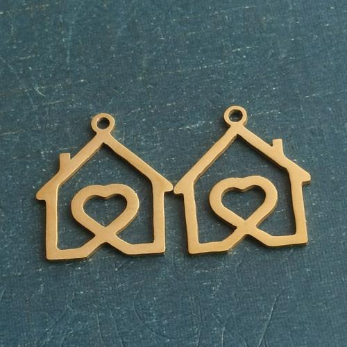 Titanium Steel Pendants, House, plated, DIY, more colors for choice, 15x18mm, 10PCs/Bag, Sold By Bag