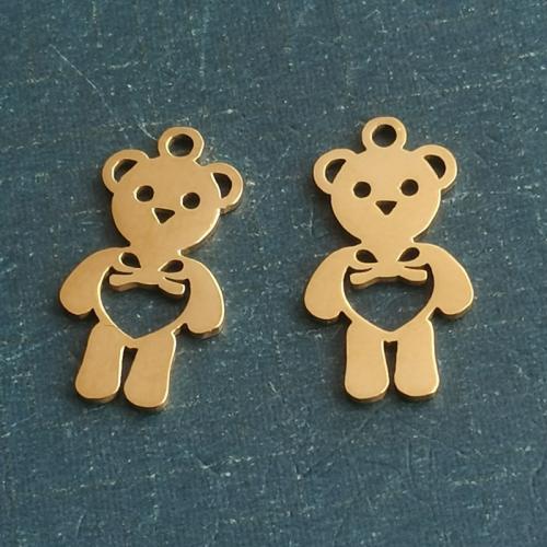 Titanium Steel Pendants, Bear, plated, DIY, more colors for choice, 10x18mm, 10PCs/Bag, Sold By Bag