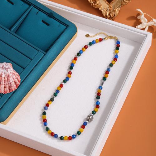 Collier agate, pour femme, multicolore, Longueur:46 cm, Vendu par PC