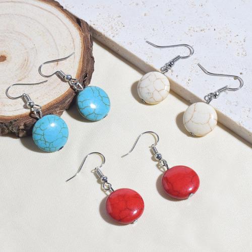 Turquoise Earring, Round, for woman, more colors for choice, 15mm, Sold By Pair