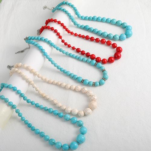 Fashion Turquoise Necklace, Round, different size for choice & for woman, more colors for choice, Length:56 cm, Sold By PC