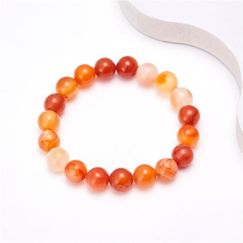 Bracelets en Agate rouge, Rond, pour femme, 10mm, Longueur:19 cm, Vendu par PC