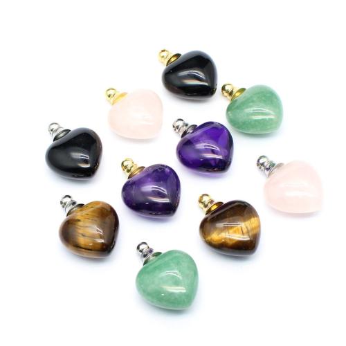 Gemstone Pendants Jewelry, Natural Stone, with Brass & Tibetan Style, Heart, DIY & different materials for choice, more colors for choice, 29x20x12mm, Sold By PC