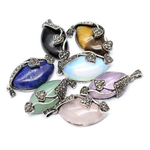 Gemstone Pendants Jewelry, Natural Stone, with Brass & Tibetan Style, DIY & different materials for choice, more colors for choice, 28x15x10mm, Sold By PC