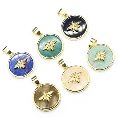 Gemstone Pendants Jewelry, Brass, with Natural Stone, gold color plated, DIY & different materials for choice, more colors for choice, nickel, lead & cadmium free, 21x19x5mm, Sold By PC