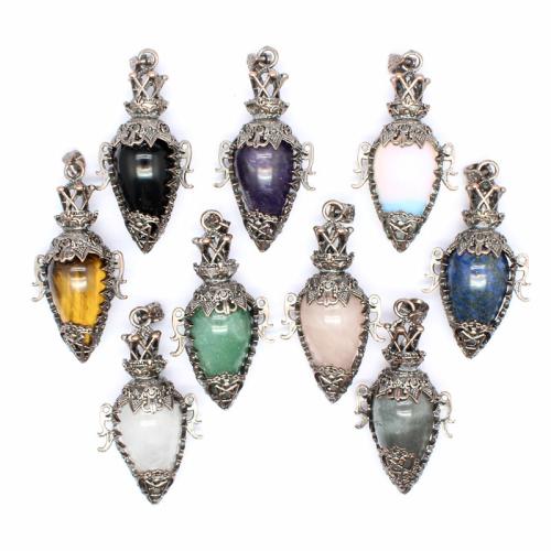 Gemstone Pendants Jewelry, Natural Stone, with Brass, DIY & different materials for choice, more colors for choice, nickel, lead & cadmium free, 61x30x19mm, Sold By PC