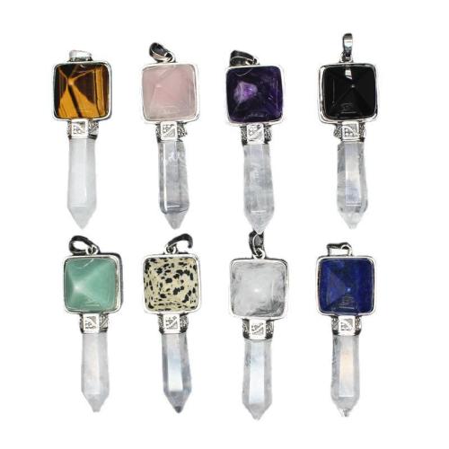 Gemstone Pendants Jewelry, Natural Stone, with Brass & Tibetan Style, DIY & different materials for choice, more colors for choice, 63x22x20mm, Sold By PC