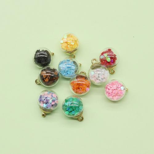 Glass Pendant, with Sequins, DIY, mixed colors, about:15-20mm, 100PCs/Bag, Sold By Bag