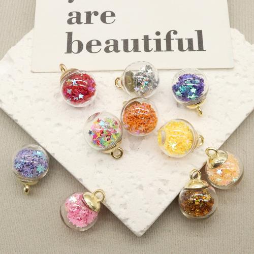 Glass Pendant, with Sequins, DIY, mixed colors, about: 13-19mm, 10PCs/Bag, Sold By Bag