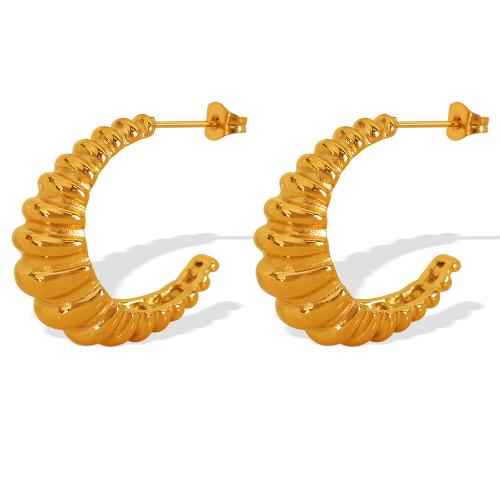 Pendientes de Acero Inoxidable, acero inoxidable 304, chapado, Joyería & para mujer, dorado, Vendido por Par