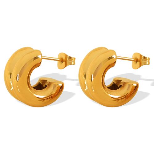 Pendientes de Acero Inoxidable, acero inoxidable 304, chapado, Joyería & para mujer, dorado, Vendido por Par