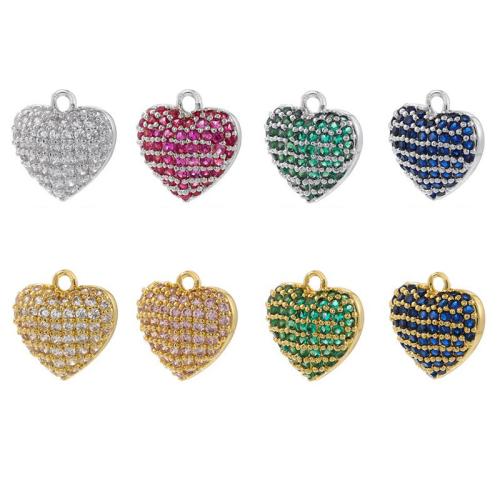 Cubic Zirconia Micro Pave Brass Pendant, Heart, DIY & micro pave cubic zirconia, more colors for choice, Sold By PC