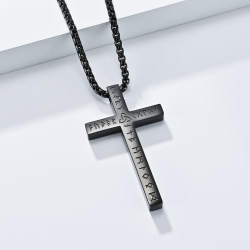 Stainless Steel Jewelry Necklace, 304 Stainless Steel, Cross, plated, fashion jewelry & Unisex & different styles for choice, more colors for choice, Length:60 cm, Sold By PC