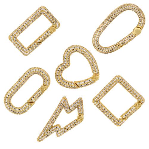 Brass Snap Clasp, plated, DIY & different styles for choice & micro pave cubic zirconia, more colors for choice, Sold By PC