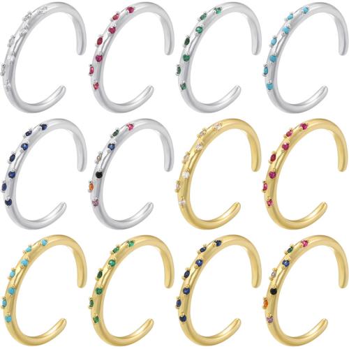 Cubique anneau en laiton Circonia Micro Pave, Placage, différents matériaux pour le choix & pavé de micro zircon & pour femme, plus de couleurs à choisir, Vendu par PC