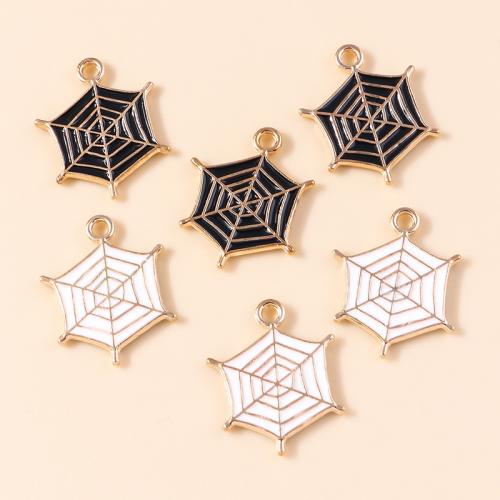 Tibetan Style Enamel Pendants, Spider Web, plated, Halloween Design & DIY, more colors for choice, 10PCs/Bag, Sold By Bag